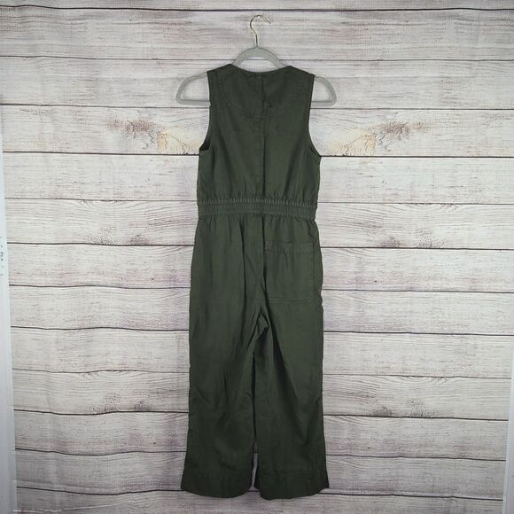 Whistles Ria Denim Jumpsuit Green Cropped Wide Leg Lightweight Button Front - Picture 5 of 10